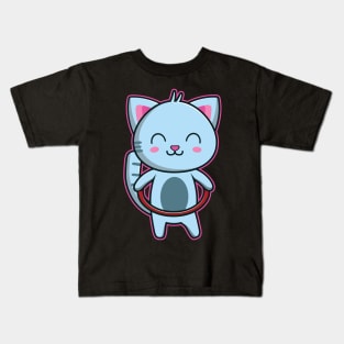 Cute Kawaii Cat Hula Hooping Gift product Kids T-Shirt